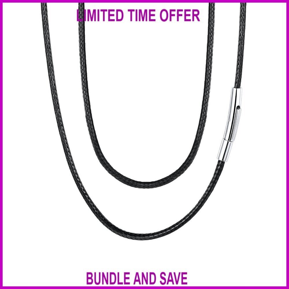 Braided Leather Necklace Cord 2MM/3MM with Stainless Steel Snap Clasp